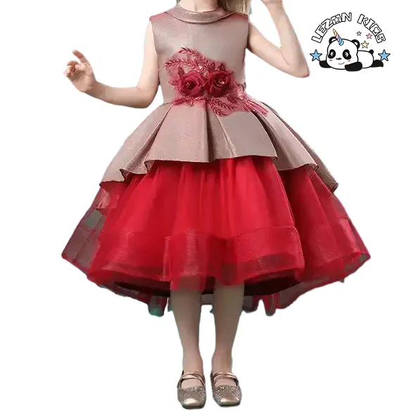 LEZONKIDS - Girls Pink Sequin Dress Feather Flying Sleeves Party Dress Evening Party Princess Dress for Women